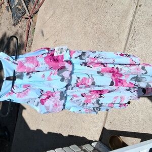 JCPenney Vibrant Pink and Gray Floral Dress